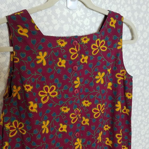 Vtg J. Peterman Company Hand Painted Floral Shift Dress - Picture 6 of 16